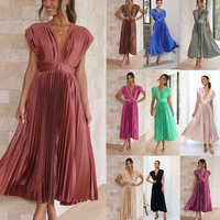 spring summer sexy pleated dress INS casual loose zipper sleeveless dress