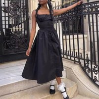 Women’s Clothing New Spring And Summer Women's Clothing Suspenders Wrapped Chest Short Sleeves Small Floral Solid Color Dress Long Skirt