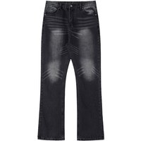 Clothing Cleanfit Water Ripple Retro Washed Distressed Loose Flared Jeans Trousers