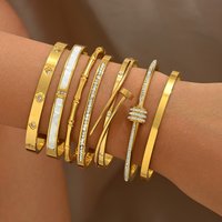 Cross Border Stainless Steel Bracelet Set Diamond Nails High End Four Leaf Clover Bracelet Bangles