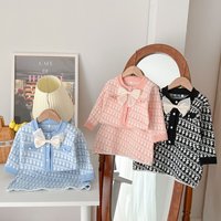 Mother & Sweater Skirt Bow Two Piece Set Long Sleeved Cardigan Fashionable Sweater Skirt