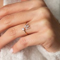 26 English letters micro inlaid zircon fashion women's ring Copper plated 14K open plain ring