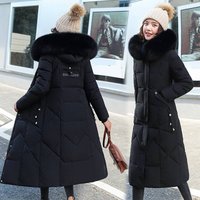 Clothing Cotton Coat Winter Style Fashionable Waist Slimming Thickened Lengthened Knee Length Large Fur Collar