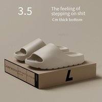 Non Slip Shower Slippers Room Inside Outside Wear Thick Sole White Khaki Slip On EVA Slippers