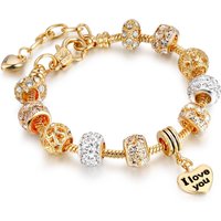 Heart " I LOVE YOU " Gold Plated Charm Bracelet