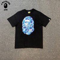 BATHING APE BAPE Camouflage Ape Man Logo Double sided Printed Short Sleeved T shirt Made Pure Cotton Fabric