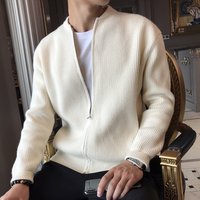 Autumn Winter 2021 Thick Sweater Outerwear V neck Knitted Cardigan Wearing Handsome Trendy Top