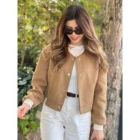 stand collar double pocket biker pilot jacket jacket top