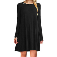 Comfort Solid Long Sleeve Dresses