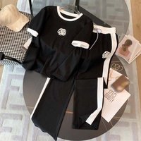 High-end Casual Sports Suit For Women, Thin Style, Fashionable And Fashionable, Age-reducing Wide-leg Pants, Fashionable Two-piece Set