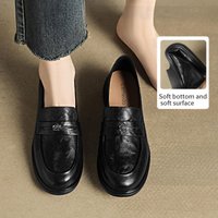【Hand grabbed Lambskin Soft Sole Soft Upper】Cameido British Loafers Low Heel Autumn Deep Slip on Shoes