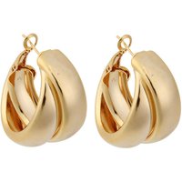 Simple Japanese And Korean Temperament Metal Texture Retro Style Double Layer High End New Exaggerated Circle Earrings