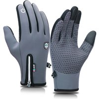 Outdoor waterproof gloves Ski touch screen winter windproof fleece zipper full finger riding warm gloves