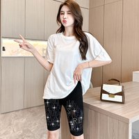 Women's Clothing New Fashionable Hot Diamond Tight Five Point Leggings Women's Summer Modal Shorts Casual Sports Cycling Pants