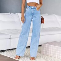 Clothing Elastic Wide Leg Denim Trousers Fashion Washed Jeans