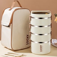 1pc Lucky Charm Stainless Steel Lunch Box Set With Insulated Tote Bag – Durable, BPA-Free