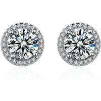 Earrings Fashion High End Full Diamond Princess Round Earrings Earrings Female Live Accessories Female Plated Earrings
