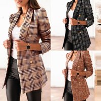 2023 autumn winter long sleeved double breasted plaid suit