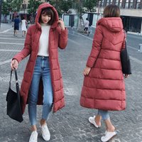 Plus Winter Parka Coat Knee Length Hooded Down Jacket