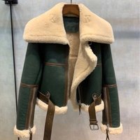 Clothing 2024 Winter Wear Large Lapel Motorcycle Clothing Thick Short Fur One Piece Sheepskin Shearling Coat