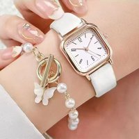 Men's Quartz Watches Fairy Style Butterfly Pendant Bracelet Female Fashion All Match Pearl Hand Jewelry Female Watch Set