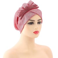 Curly border flowers multi-colored bright silk cloth powder turban hat Muslim hat