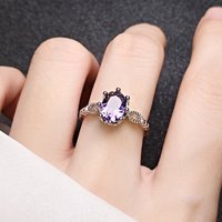 Hot Sale New . Colorful Gemstone Platinum Plated Valentine's Day Promise Amethyst Diamond Ring