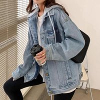 Clothing Casual Denim Hooded Jacket – Loose Fit Lightweight & Stylish Spring & Fall 