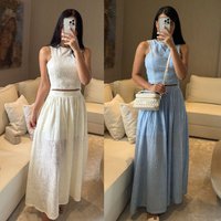 Clothing Spring Summer Vest Lace Skirt Suit INS Vacation Loose Casual Two Piece Suit