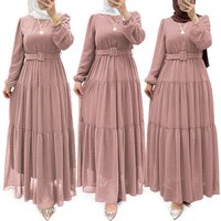 Clothing Muslim Solid Temperament Robe Belt Dress