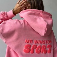 Foreign Trade European American Plus Slogan Print Drop Shoulder Hoodie Sports Casual Long Sleeve