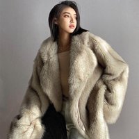 Clothing 2024 Winter Toka Fur Coat Medium Length Temperament Large Lapel Loose Net Plush Coat