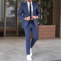 Slim Fit Wedding Suit Set – Single Breasted Notch Lapel Blazer & Pants Polyester Formal & Business Attire