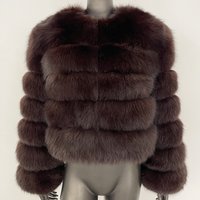 Short Real Fox Fur Coat Fashionable Thick Warm Winter Outerwear European American Style