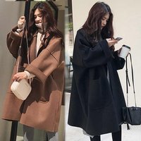 Oversized Wool Blend Trench Coat – Korean Inspired Line Silhouette Petite Friendly Long Coat Stand Collar