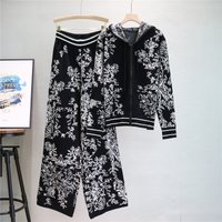 Hooded Sweater Age reducing Wide leg Pants Two piece Set Trendy