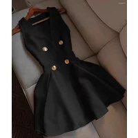 Casual Dresses Elegant Sexy Deep V neck Luxury Slim Dress White Button Mini Short Satin Evening Summer