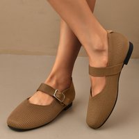 Princess Same Style 2025 Square Toe Shallow Mary Jane Flat Soft Sole Fly Knit Slip On Casual Shoes