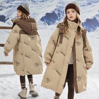 Down 2024 Fashionable Extended Cotton Jacket Winter Clothing Letter Full Print Coat Trendy