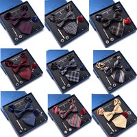 Tie bow tie, men's accessories, 8-piece set, corsage, brooch, cufflinks, formal dress, suit, wedding, and wedding