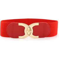 New Gold Rotating Lock Buckle Elastic Waistband, Versatile for All Seasons, Waist Closure, Women's Elastic Wide Waistband 2023