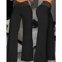 Trousers Fashion High Waist Casual Pants Drapey Pleated Hollow Water Ripple Wide Leg Pants