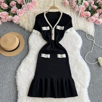 Clothing knitted temperament waist slim design skirt