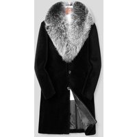 Men's Clothing Mink Fur Coat Men's Long Leather Jacket Fox Fur Collar Thick Fur Coat