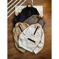 Men's Clothing Men's Loose Sports Stand Collar Pullover Half Zip Sweatshirt