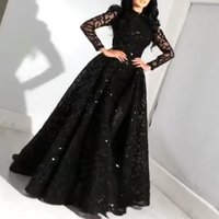 Clothing Wear Long Sleeve Sequined Swing Evening Dress