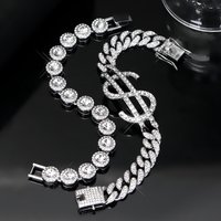 Charm Bracelets Diamond Studded US Dollar Symbol Bracelet Fashion Creative Classic Personality Cuban Chain Bracelet Hand Jewelry Set