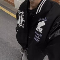 Clothing Retro Street Fashion Brand Embroidery Patchwork Baseball Uniform Autumn Winter High Street Hip Hop Loose Jacket