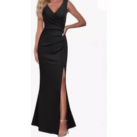 Clothing V Neck Slit Evening Dress Cocktail Long Dress