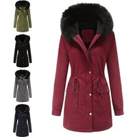 Women's wear to overcome fleece-padded jacket with fur collar hooded warm coat loose padded jacket